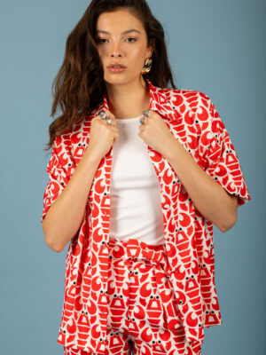 Chaton Agustin Oversized Shirt Red