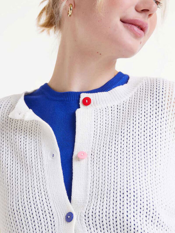 Compania Fantastica White Open Knit Cardigan