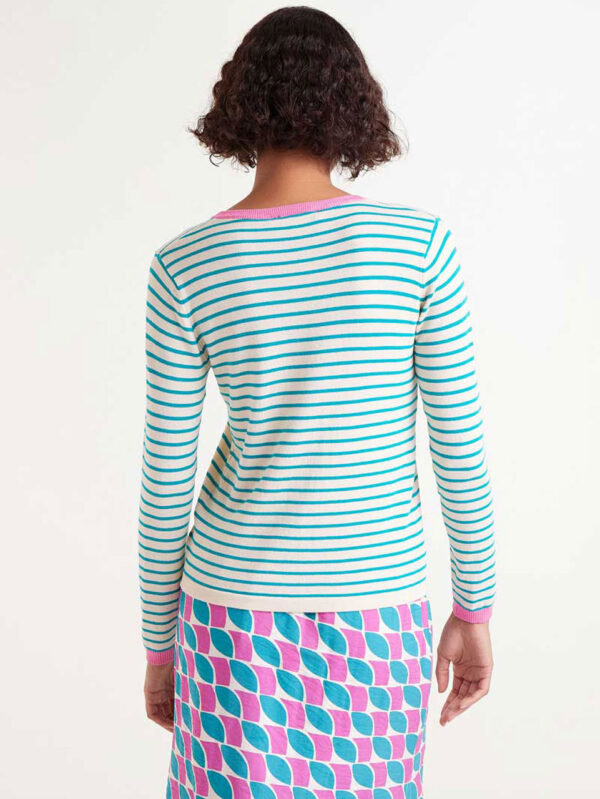 Compania Fantastica Green striped V-neck Sweater