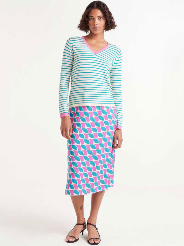 Compania Fantastica Green striped V-neck Sweater
