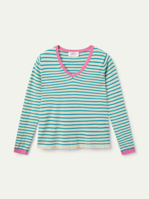 Compania Fantastica Green striped V-neck Sweater
