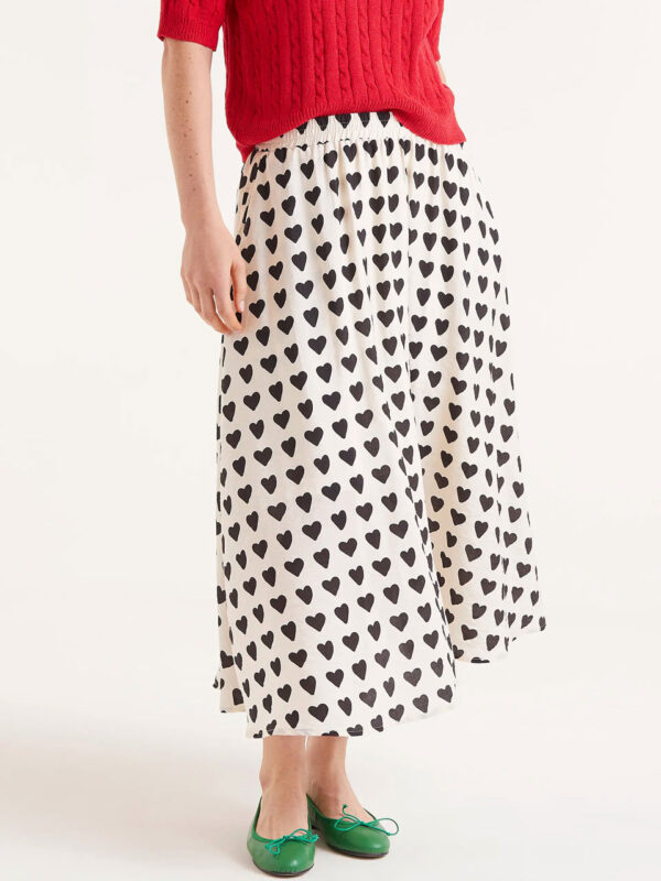 Midi skirt with heart print