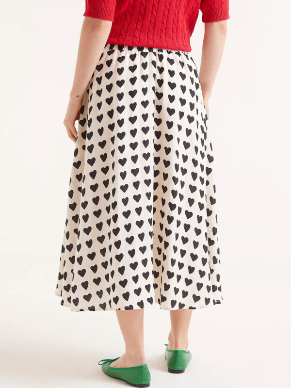 Midi skirt with heart print