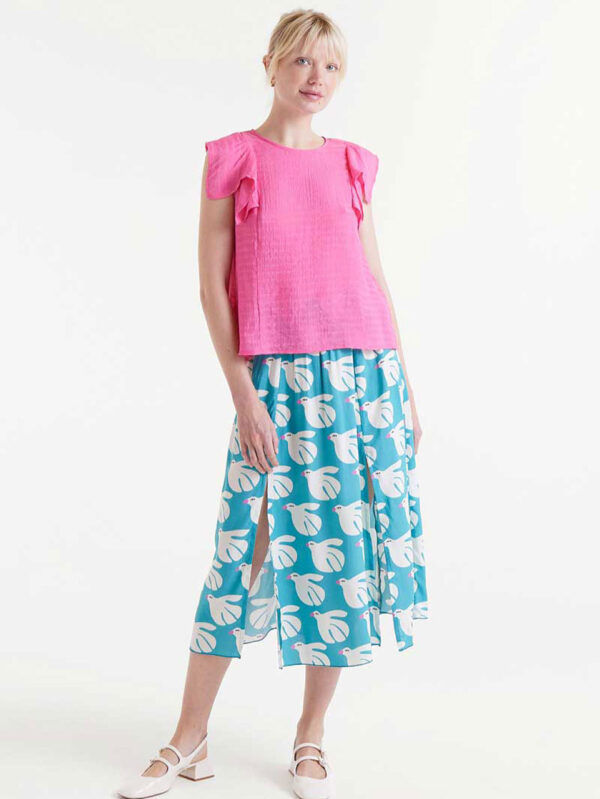 Compania Fantastica Pink Ruffle Sleeveless Top