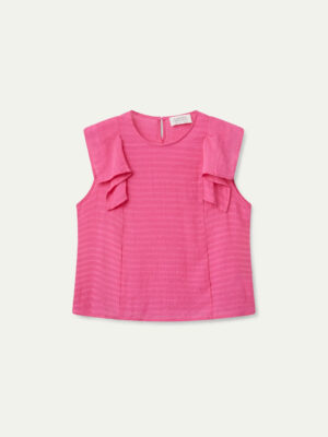 Compania Fantastica Pink Ruffle Sleeveless Top