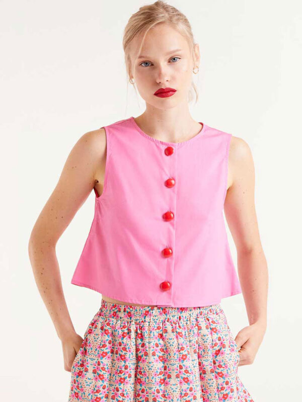 Compania Fantastica Pink Button Down Top