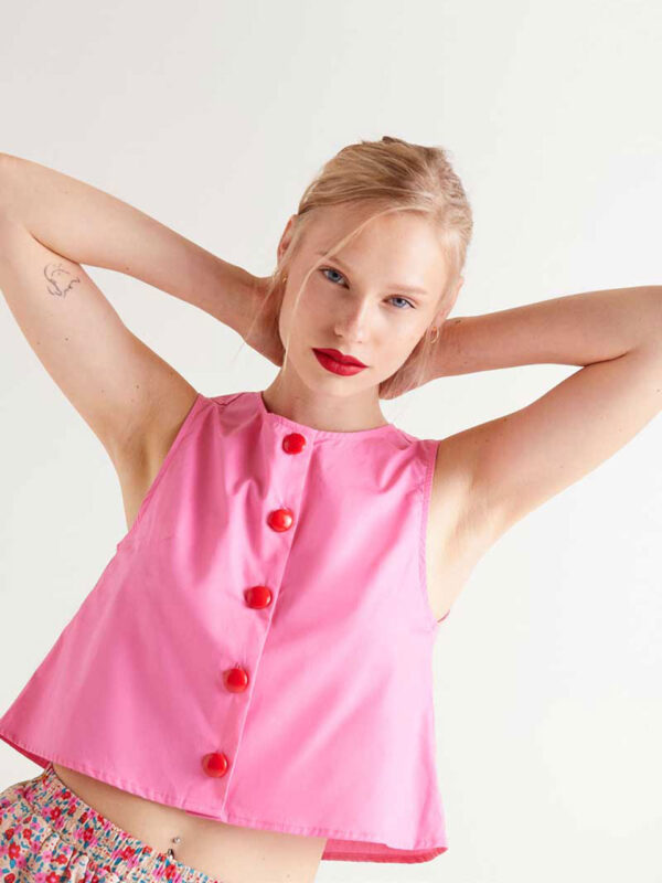 Compania Fantastica Pink Button Down Top