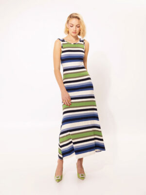 We are Ribbed Midi Dress Stripes Blue