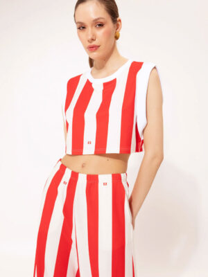 We are Cropped Sweater Stripes Red