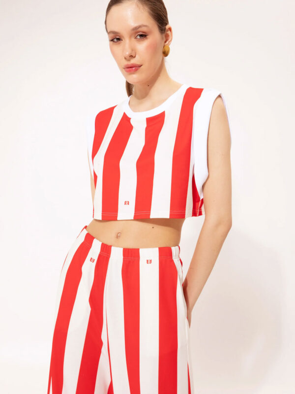 We are Cropped Sweater Stripes Red