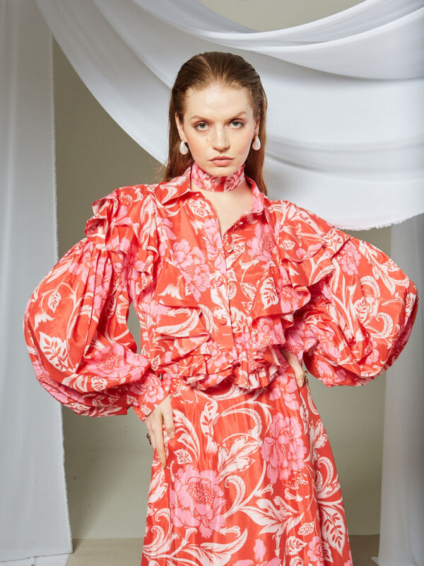 Ananke Camellia Ruffle Printed Shirt
