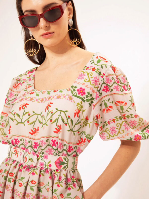 We are Square-neck Midi Dress Folklore
