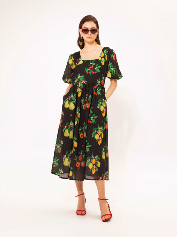 We are Square-neck Midi Dress Fruits