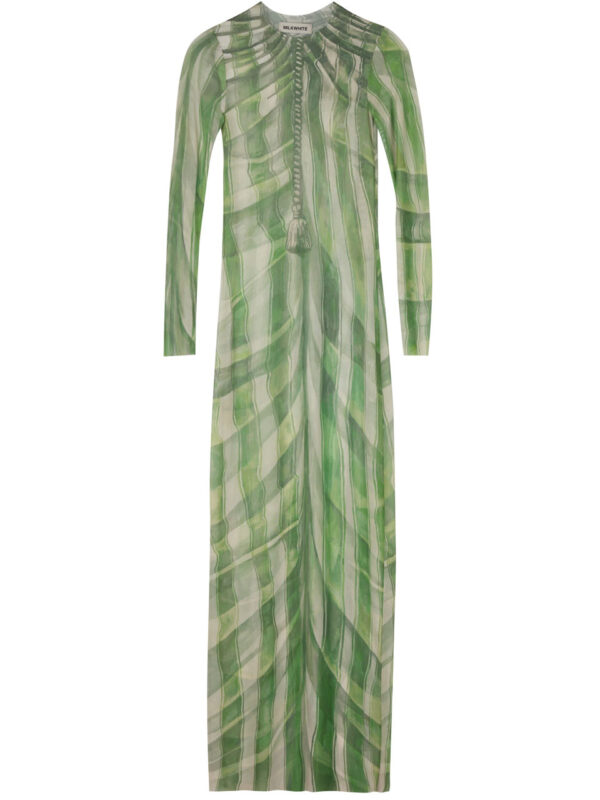 Milkwhite Printed Mesh Dress Green