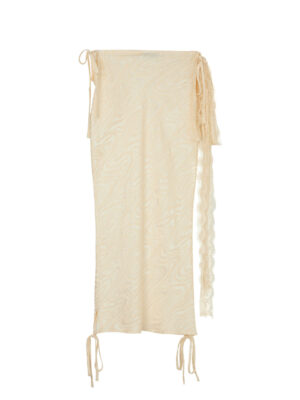 Milkwhite Midi Skirt with Side Lace Details