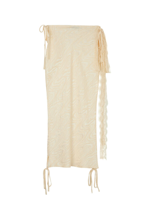 Milkwhite Midi Skirt with Side Lace Details