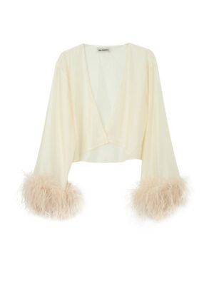 Milkwhite Cardigan with Feathers