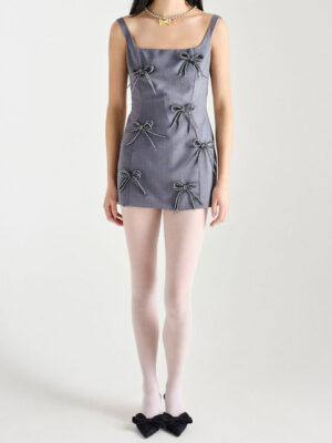 Milkwhite Mini Bow Dress Grey