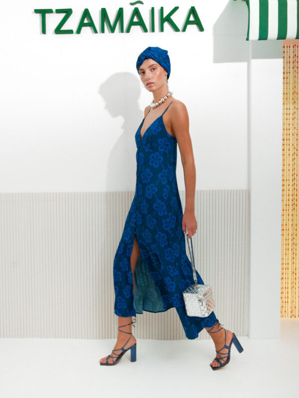 Arpyes Hibiscus Dress Blue