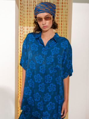 Arpyes Hibiscus Shirt Blue