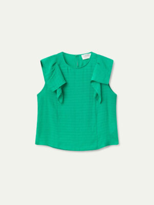 Compania Fantastica Green Ruffle Sleeveless Top