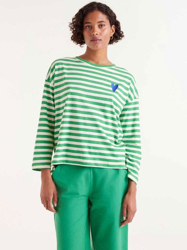 Compania Fantastica Green Striped Top