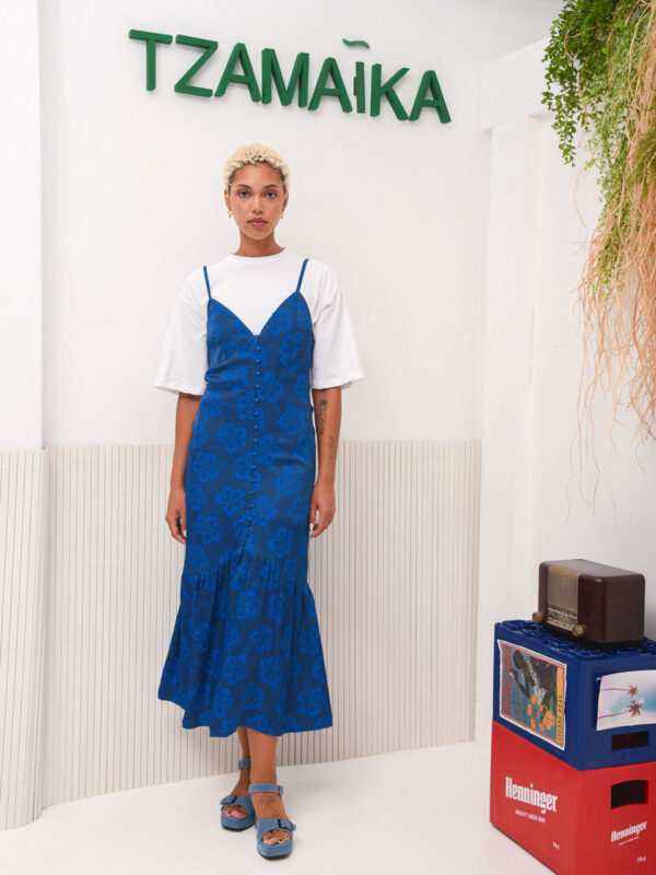 Arpyes Hibiscus Dress Blue