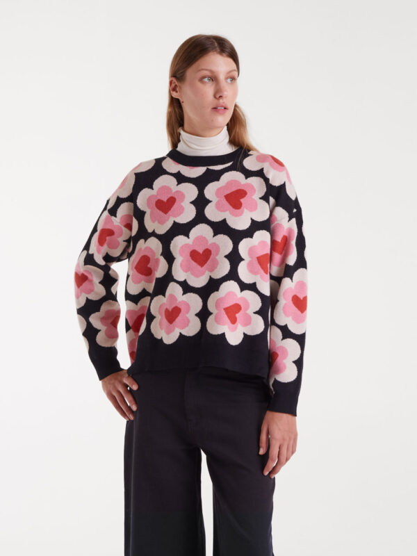 Compania Fantastica Jacquard Knit Sweater SweetHeart Print
