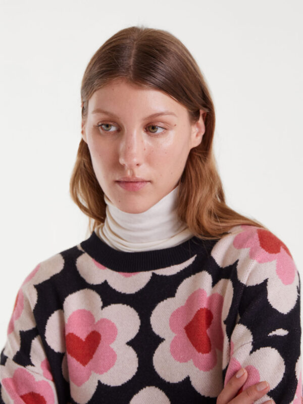 Compania Fantastica Jacquard Knit Sweater SweetHeart Print