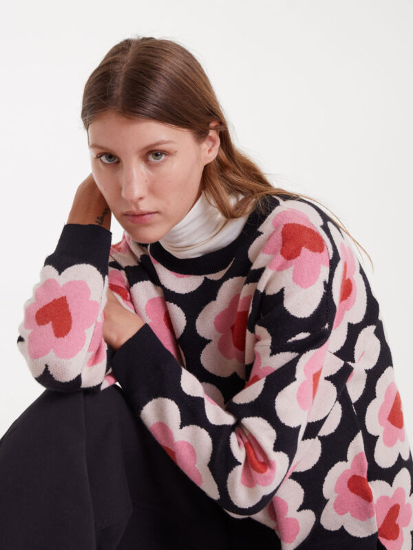 Compania Fantastica Jacquard Knit Sweater SweetHeart Print