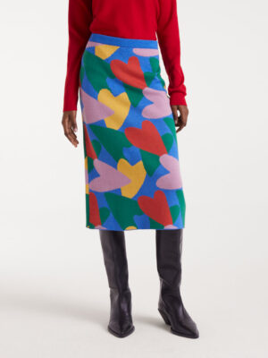 Compania Fantastica Knitted Midi Skirt with Cupid Print