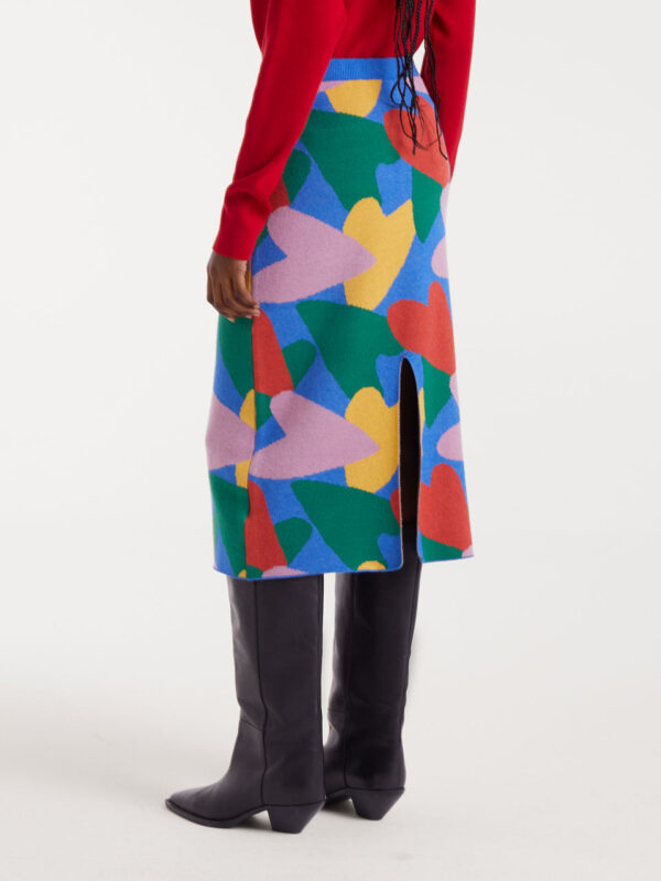 Compania Fantastica Knitted Midi Skirt with Cupid Print