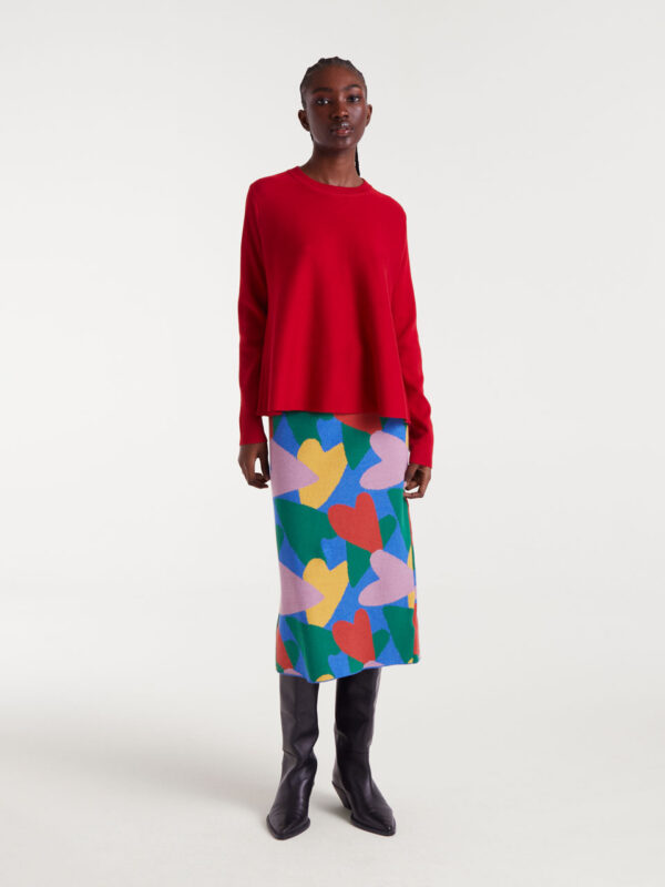 Compania Fantastica Knitted Midi Skirt with Cupid Print