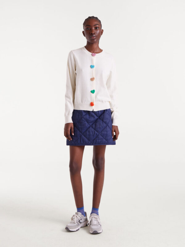 Compania Fantastica White Knitted Cardigan with Heart Detail