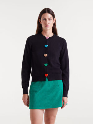 Compania Fantastica Black Knitted Cardigan with Heart Detail