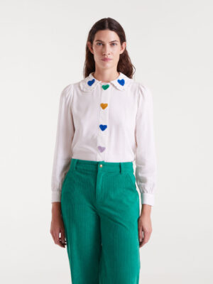 Compania Fantastica White Shirt with Heart Embroidery