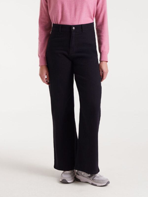 Compania Fantastica Black Jeans with Strawberry Embroidery
