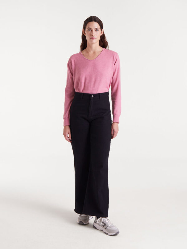 Compania Fantastica Black Jeans with Strawberry Embroidery
