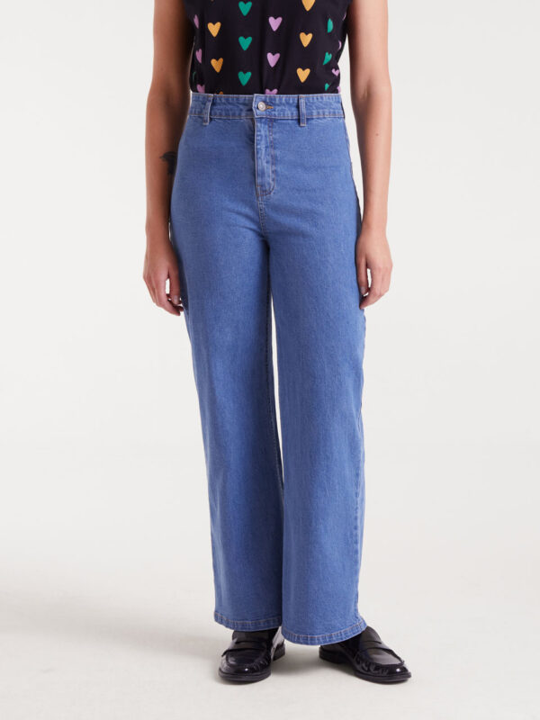 Compania Fantastica Blue Jeans with Heart Embroidery