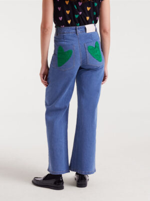 Compania Fantastica Blue Jeans with Heart Embroidery