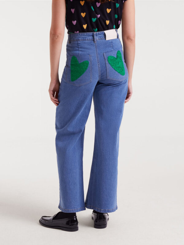 Compania Fantastica Blue Jeans with Heart Embroidery