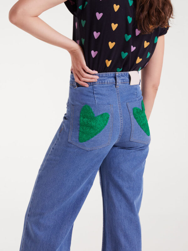 Compania Fantastica Blue Jeans with Heart Embroidery