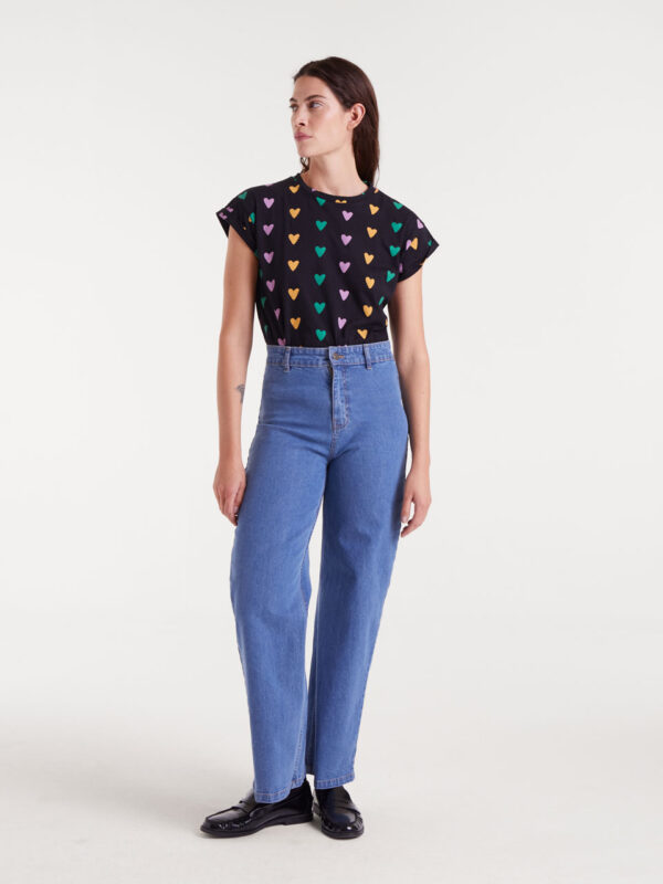 Compania Fantastica Blue Jeans with Heart Embroidery