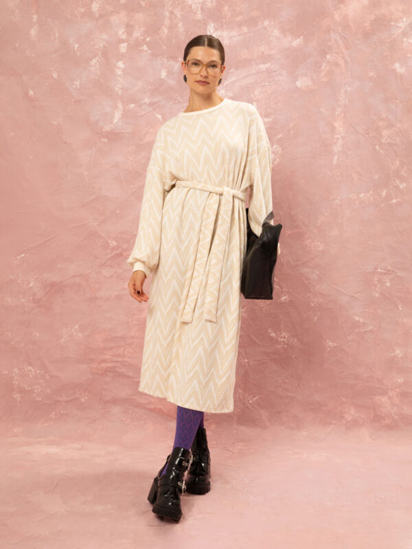 We are Knitted Oversized Dress Beige
