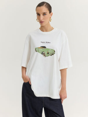 Hemithea Cheetah T-shirt Retro Car Off-White