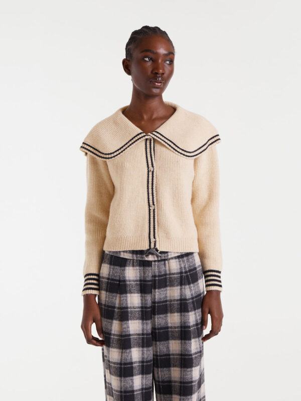 Compania Fantastica Beige Sailor Collar Cardigan