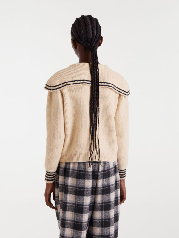 Compania Fantastica Beige Sailor Collar Cardigan