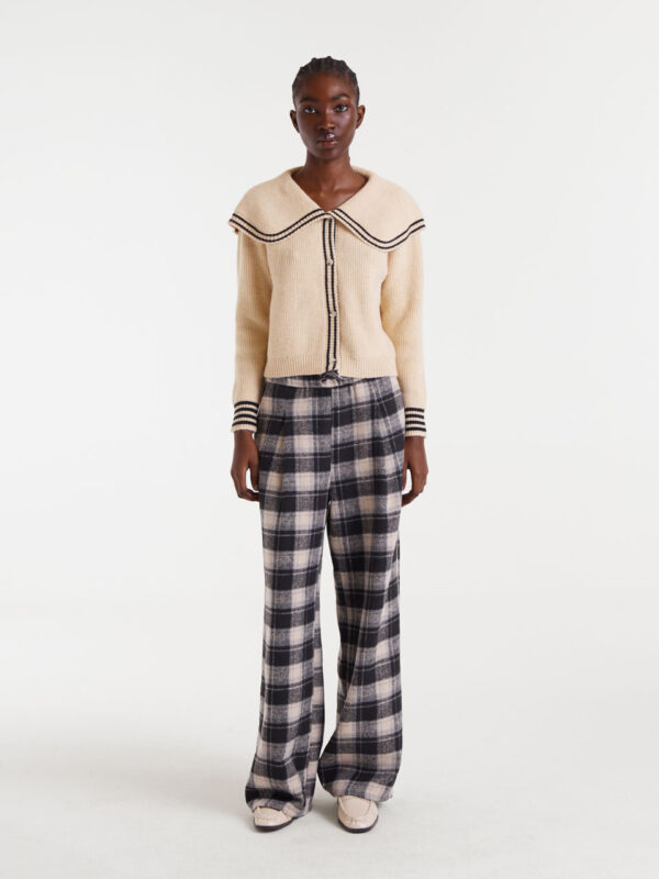 Compania Fantastica Beige Sailor Collar Cardigan