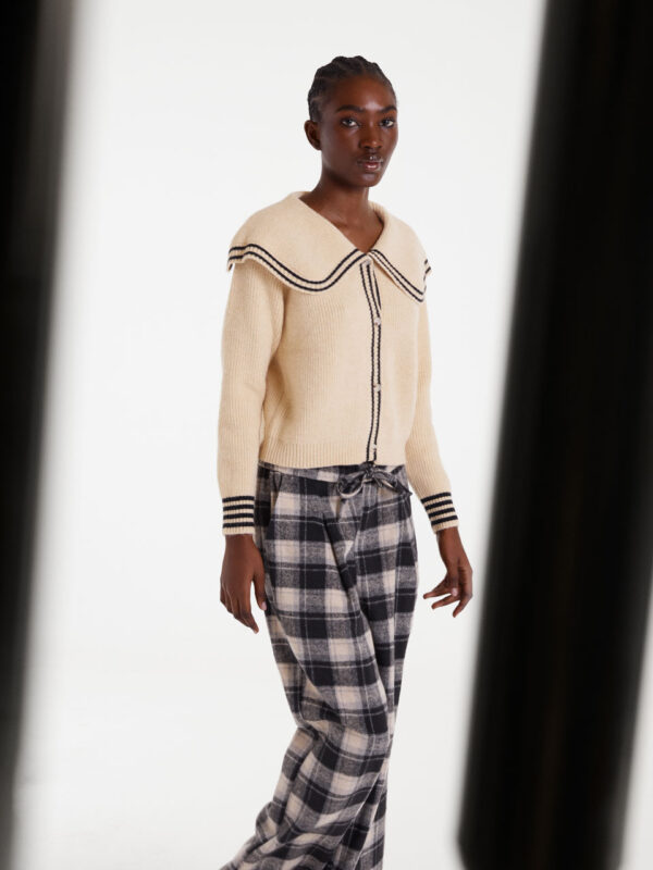 Compania Fantastica Beige Sailor Collar Cardigan