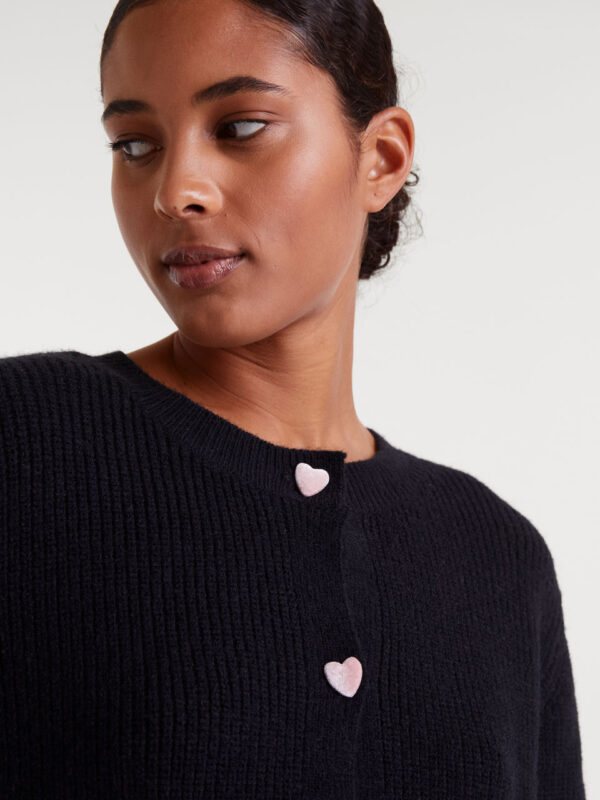 Compania Fantastica Black Knit Cardigan with Heart Detail